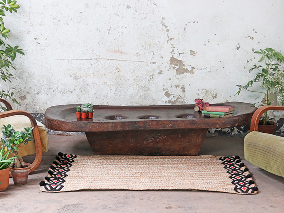 Antique Naga Wooden Grinding Table Extra Large