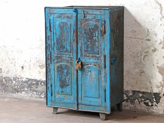 Antique Metal Filing Cabinet Blue