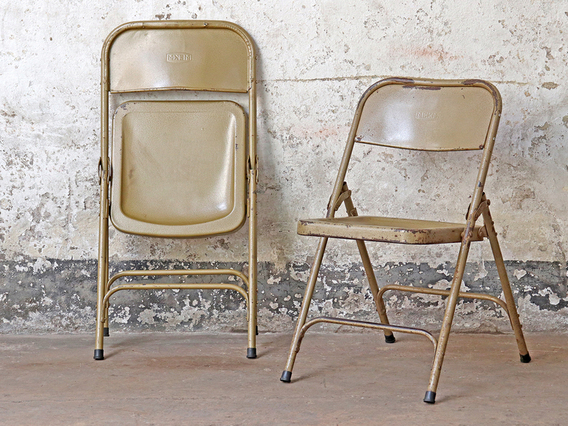 Metal Folding Vintage Chair - Cappuccino Cream