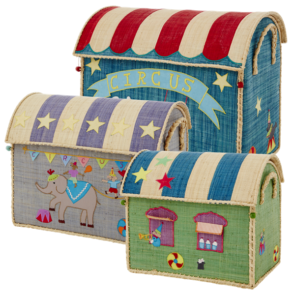 Rice - Large Set of 3 Toy Baskets - Circus Theme