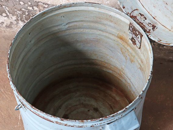 Rustic Metal Storage Drum Blue