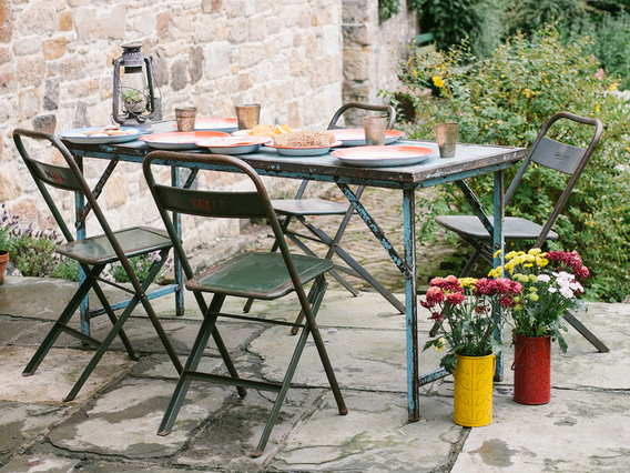 Vintage Folding Table - Blue Medium