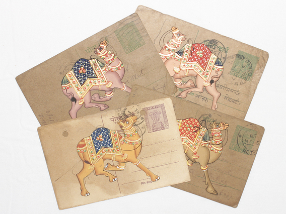 Hand-painted Vintage Indian Postcard - Colourful Camel