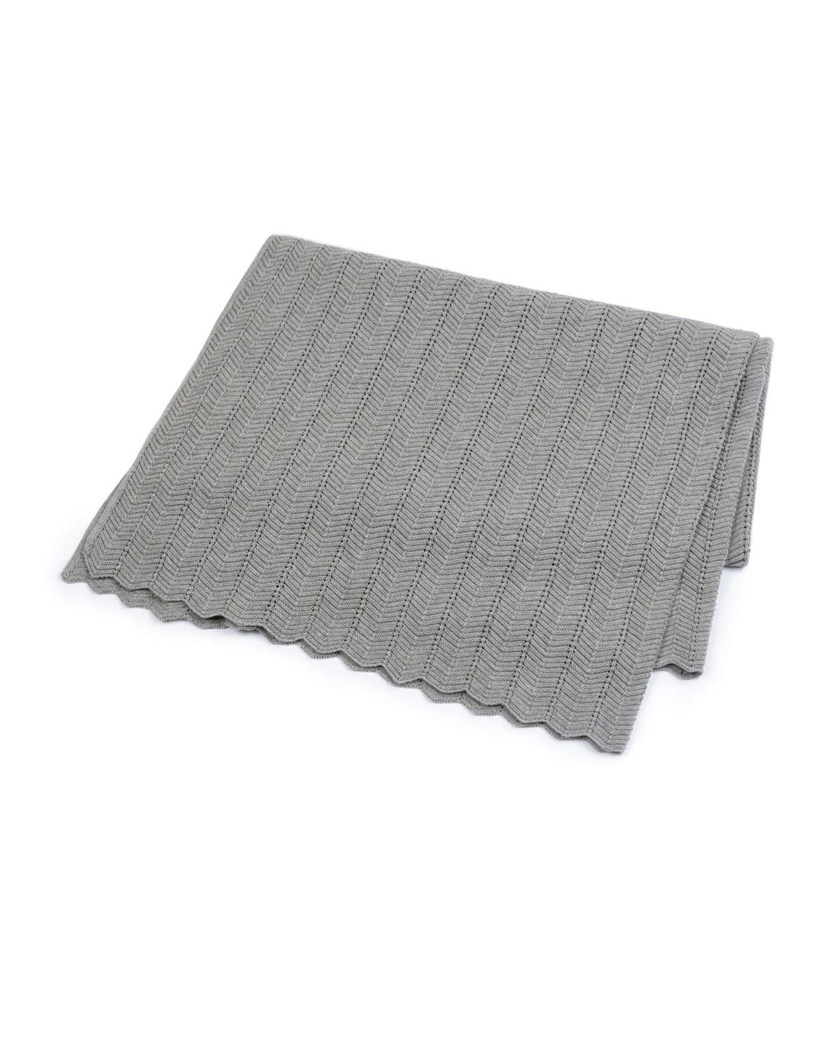 Smallstuff - Fishbone Baby Blanket - Grey Melange