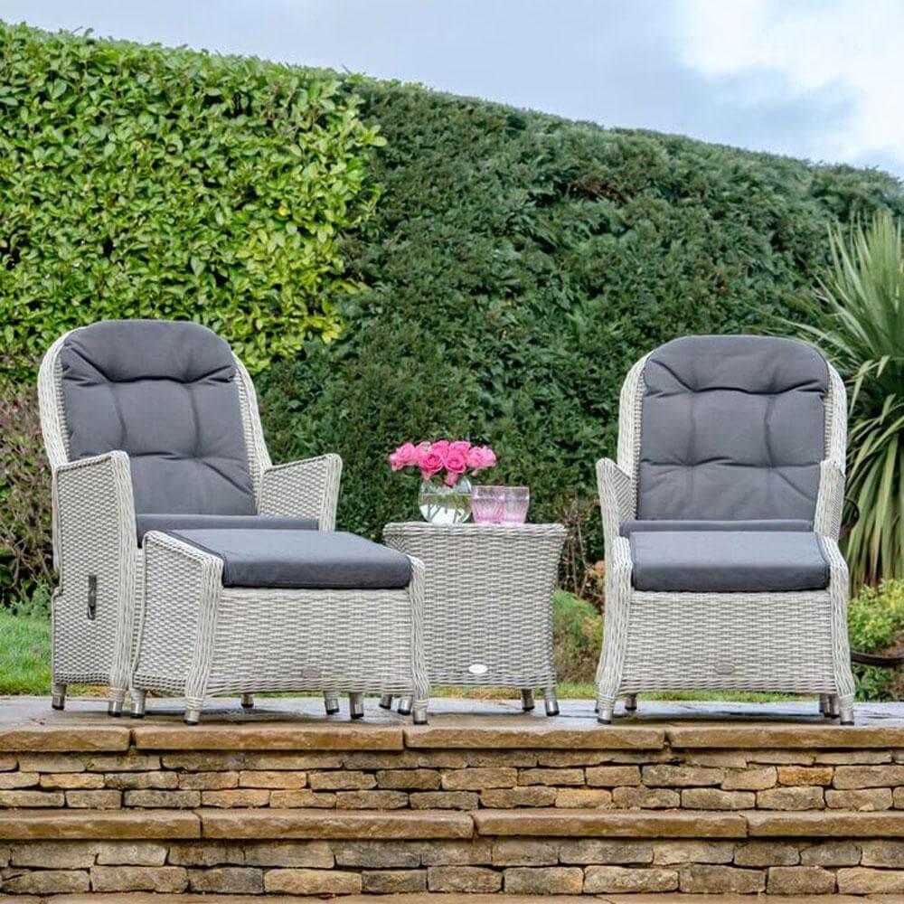 2021 Bramblecrest Monterey Outdoor Reclining Chair Set With Side Table - Dove Grey