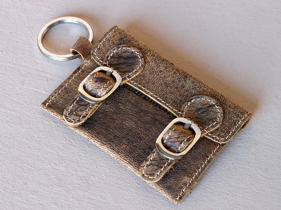 Leather Satchel Key Ring Small