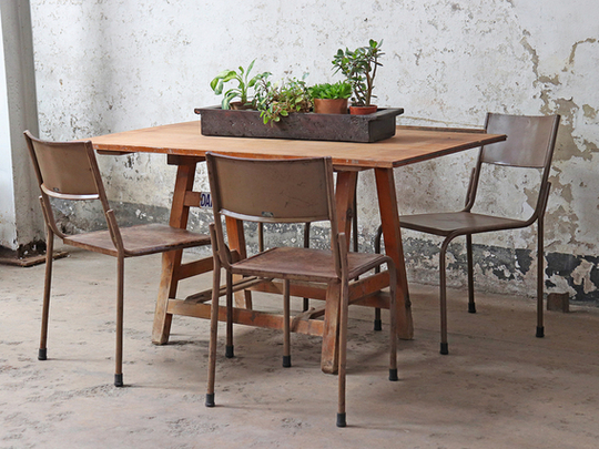 Vintage Kitchen Table by Dairy Supply Co. Brown