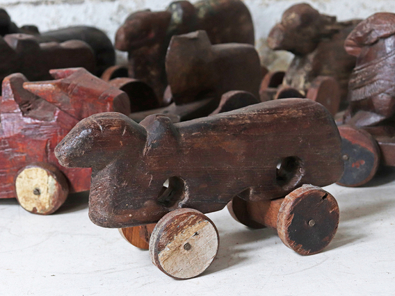 Vintage Wooden Cow - Medium Multi