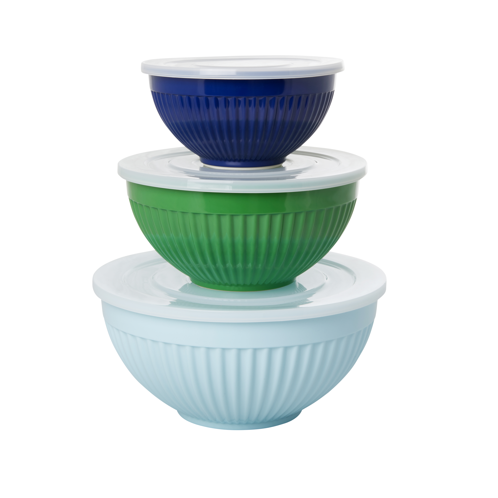 Rice - Melamine Bowls with Lid 3 pcs - Favorite Blue and Green Colors