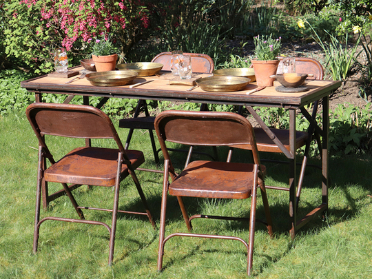 Natural Wooden Table and Brown Chair Set Brown