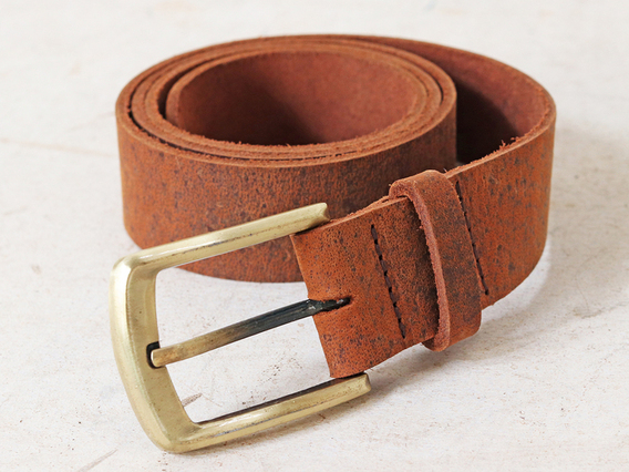 Brown Leather Belt - 33-39 Inches Medium