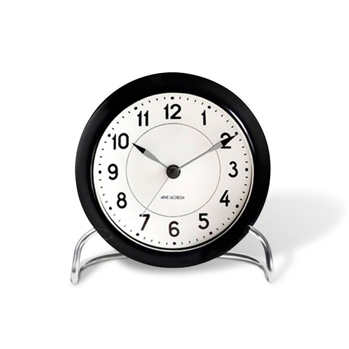 Arne Jacobsen - Station Table ​Clock ​ - Black/White (43672)