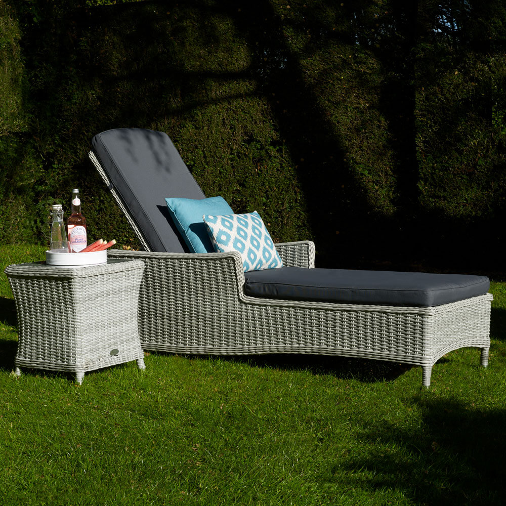 2021 Bramblecrest Monterey Lounger With Ceramic Coffee Table - Dove Grey/Charcoal