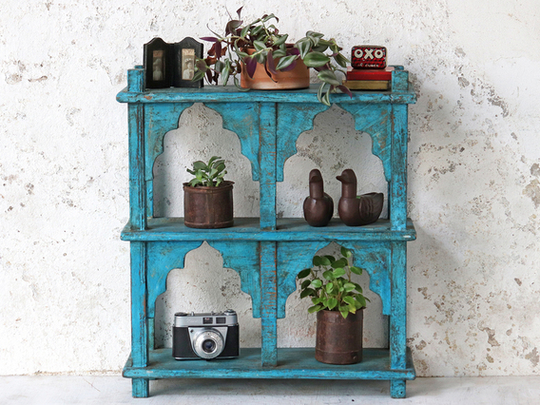 Mughal Four Window Wall Shelving Unit Green