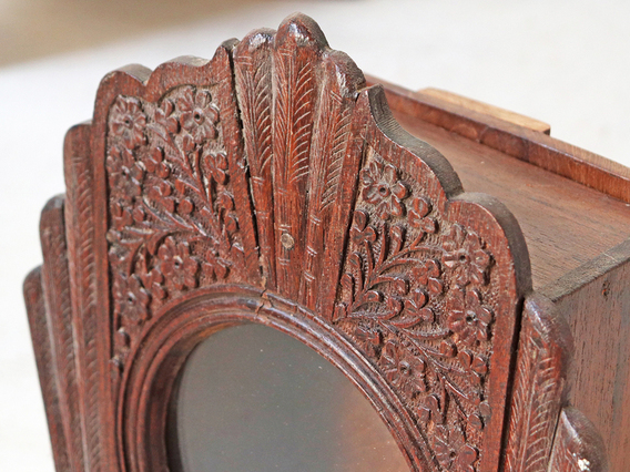 Vintage Wooden Clock Display Cabinet - Large Brown