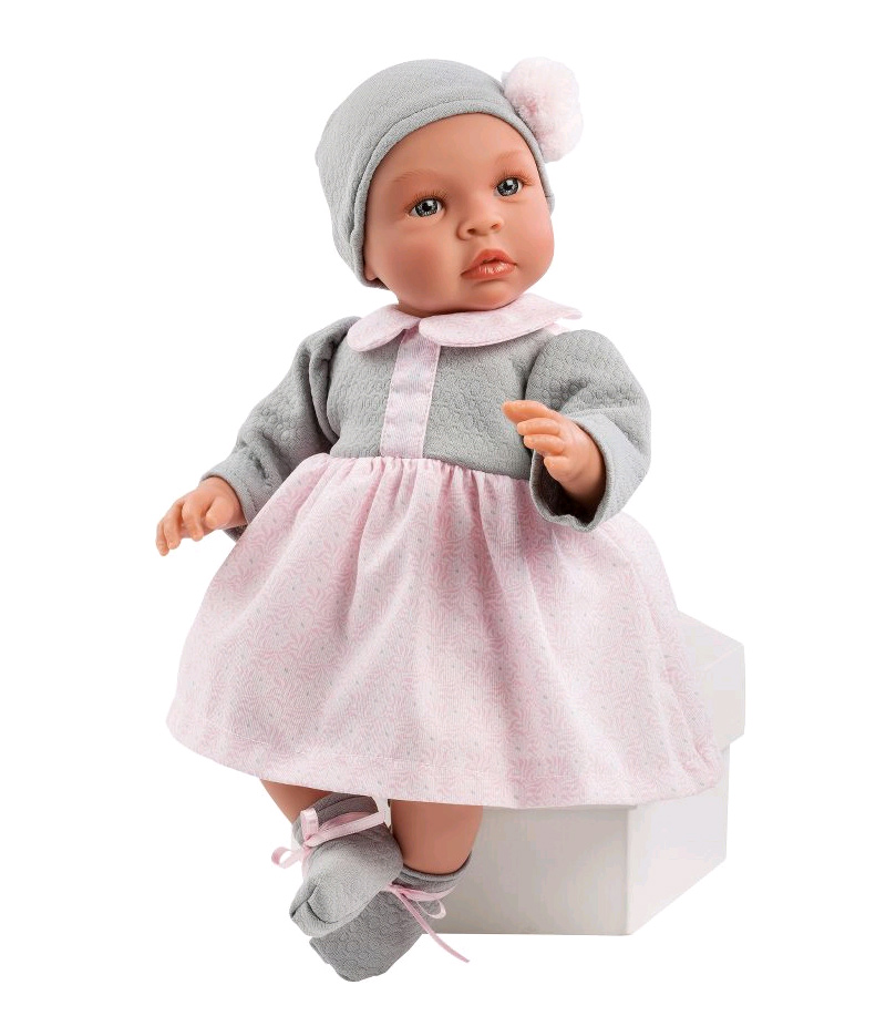 Asi dolls - Leonora doll in grey and rose dress, 46 cm