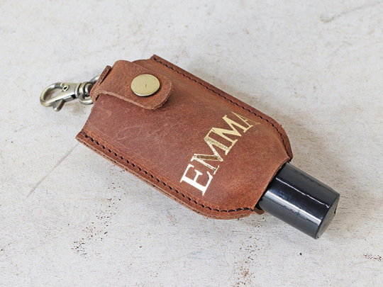 Hand Sanitiser Leather Bottle Holder - Large