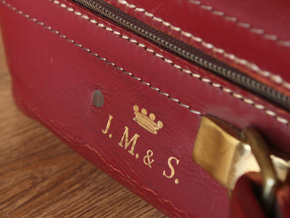 Red Retro Leather Suitcase red Medium