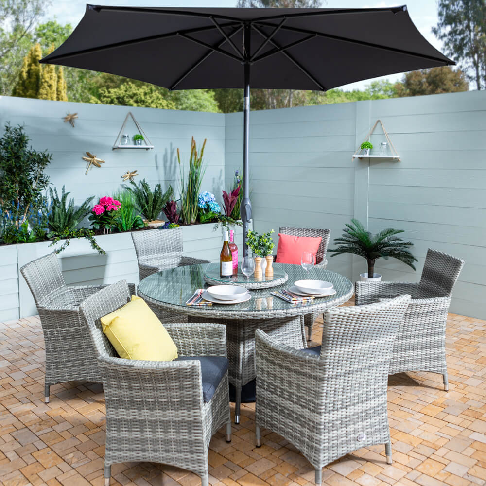 2021 Hartman Westbury 6-Seat Garden Dining Set - Ash/Slate