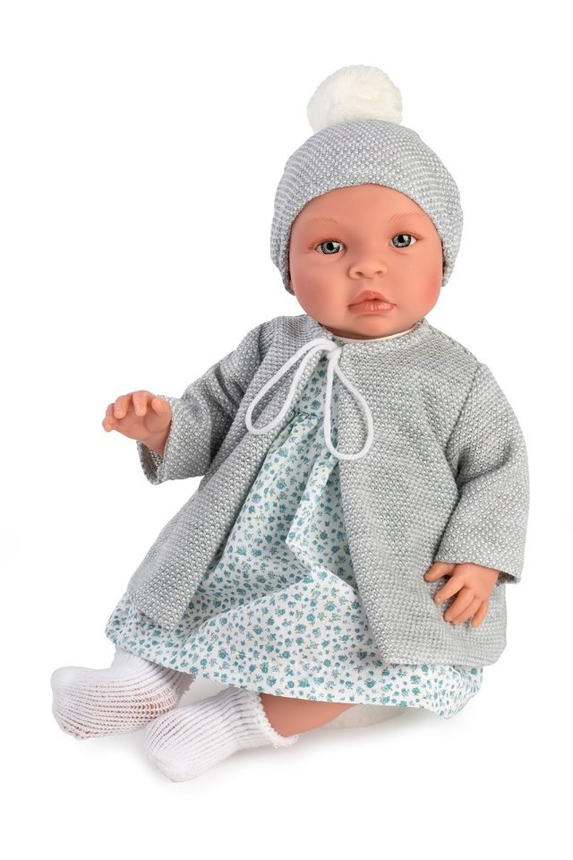 Asi dolls - Leonora babydoll in blue flowerprint dress and grey jacket