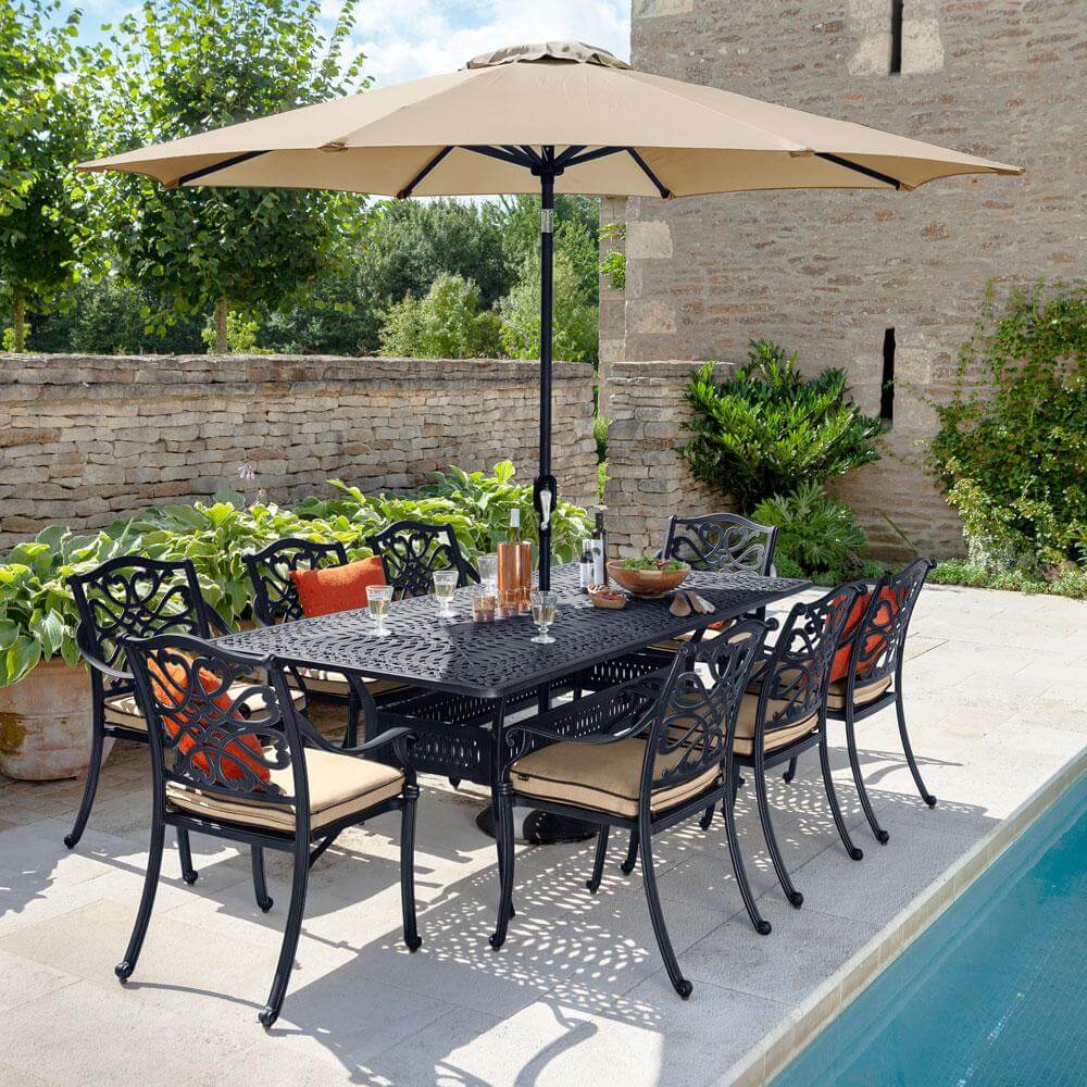 2021 Hartman Capri 8 Seat Rectangular Garden Dining Table Set - Bronze/Amber