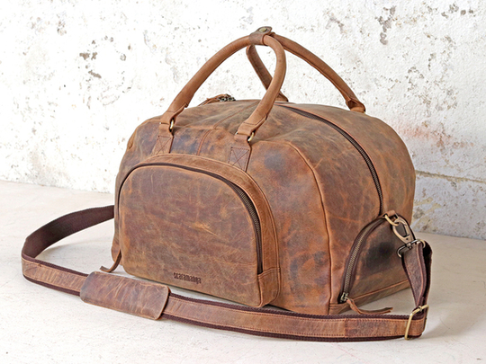 Leather Holdall For Men Brown