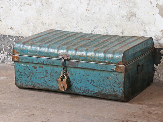 Vintage Metal Trunk Blue