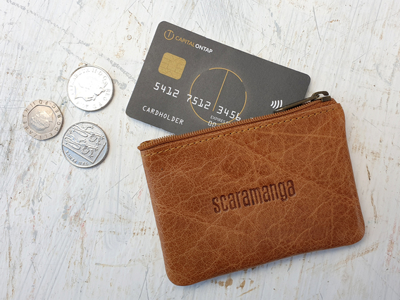 Tan Leather Coin Purse Brown