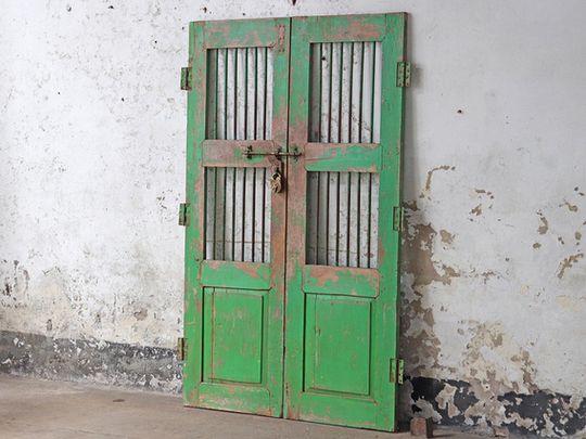 Antique Green Double Doors Green