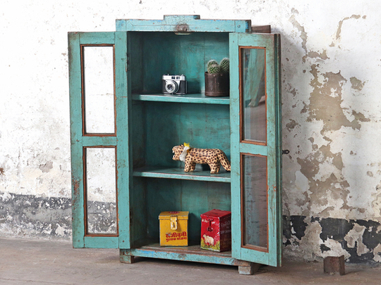 Turquoise Art Deco Display Cabinet Blue