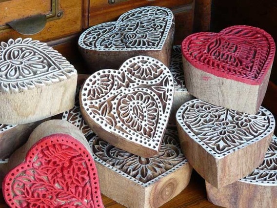 Love Heart Wooden Block na Medium