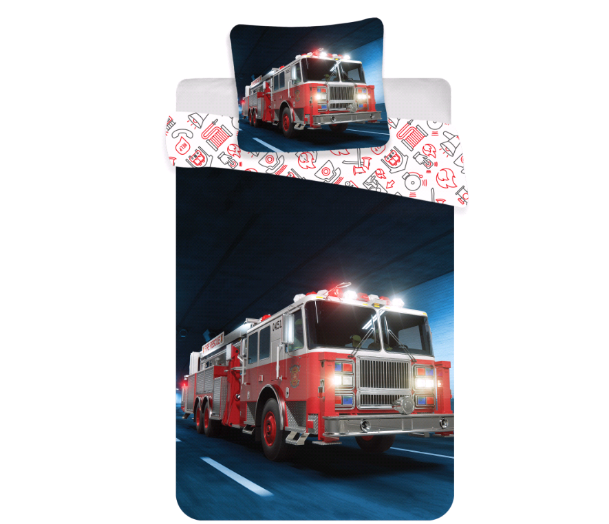 Bed Linen - Adult Size 140 x 200 cm - Firetruck (1000365)