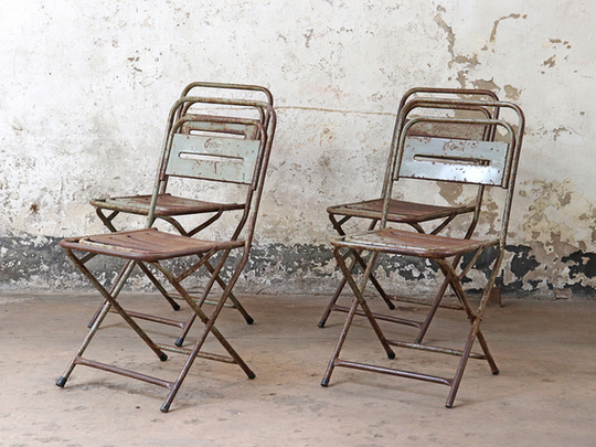 Vintage Metal Chair - Turquoise Grey