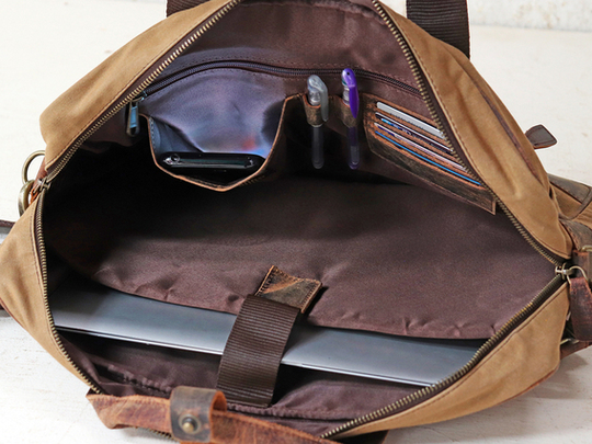 Canvas and Leather Laptop Bag