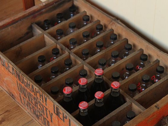Vintage University Display Crate and Bottles Brown Medium