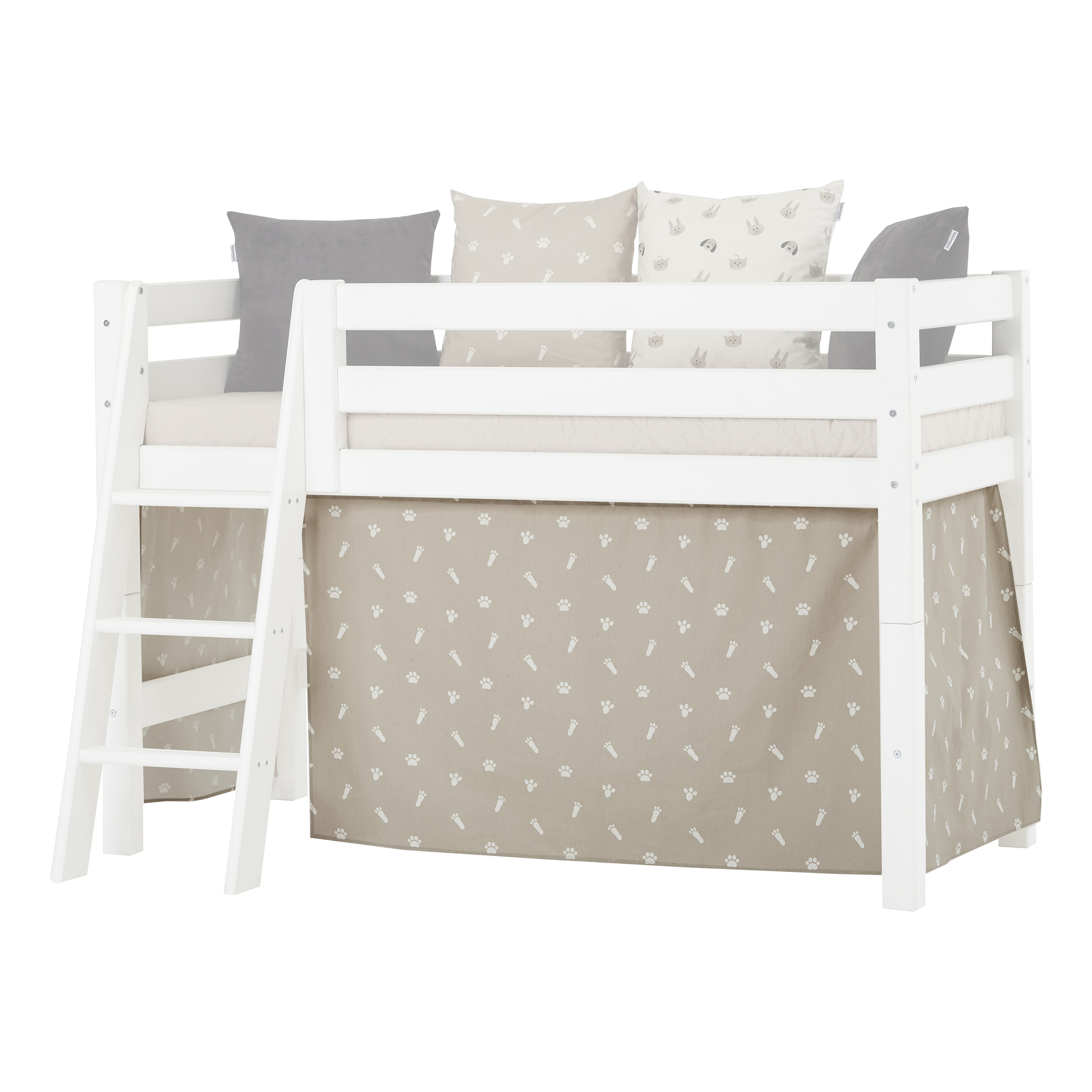 Hoppekids - Play Curtain Half-High Bed 70x160 cm - Pets Silver Cloud