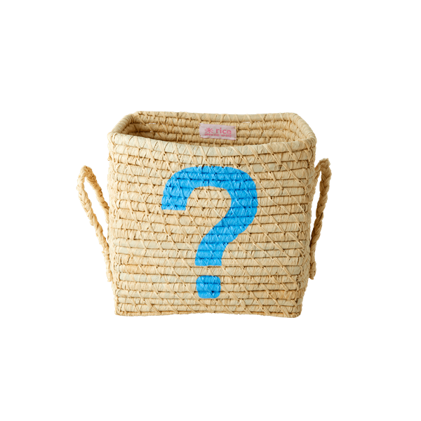 Rice - Small Square Raffia Basket - Blue ?