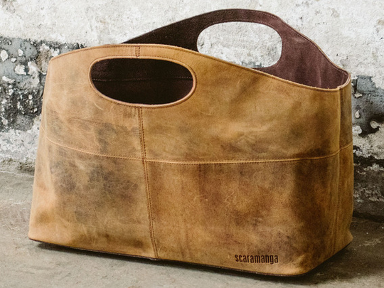 Leather Log & Magazine Basket