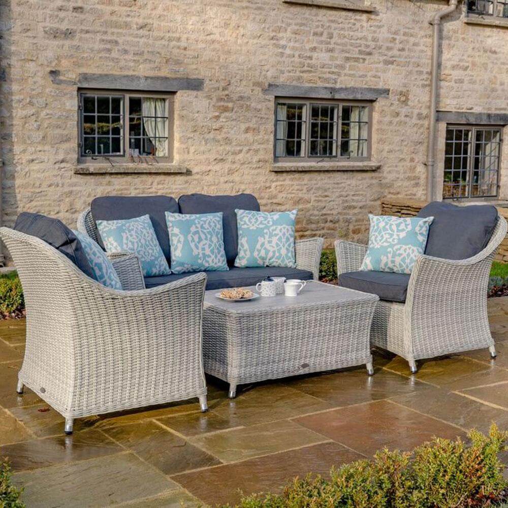 2021 Bramblecrest Monterey 2 Seater Outdoor Sofa Set With Ceramic Coffee Table - Dove Grey