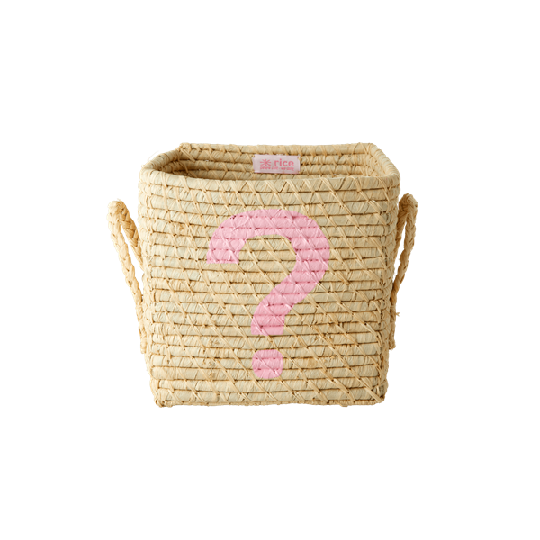 Rice - Small Square Raffia Basket - Pink ?